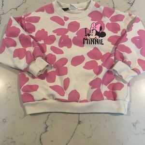 Zara Pink and White Minnie Mouse Kids Sweatshirt